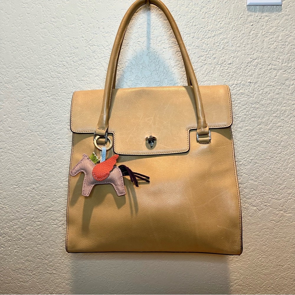 Mauro Governa Leather Shoulder Bag Tan Blush Handbag